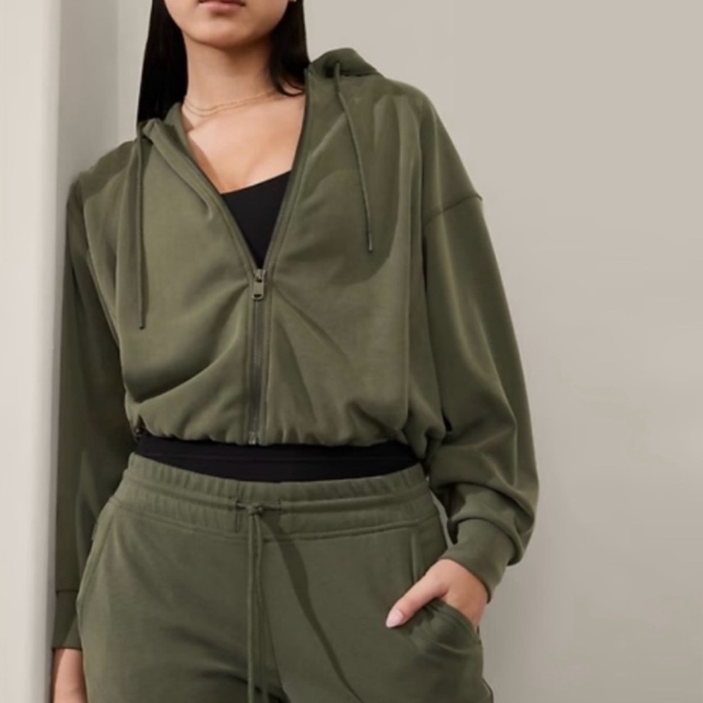 ATHLETA Seasoft Bubble Hem Zip Hoodie